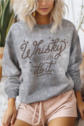 Whisky Made Me Do It Graphic Mineral Brushed Sweatshirts
