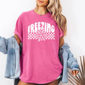 Freezing, Retro, Checkered, Snowflake, Winter, Cold T-Shirt