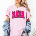 Mama, Pink Leopard Print, Retro, Varsity Mother's Day Tshirt