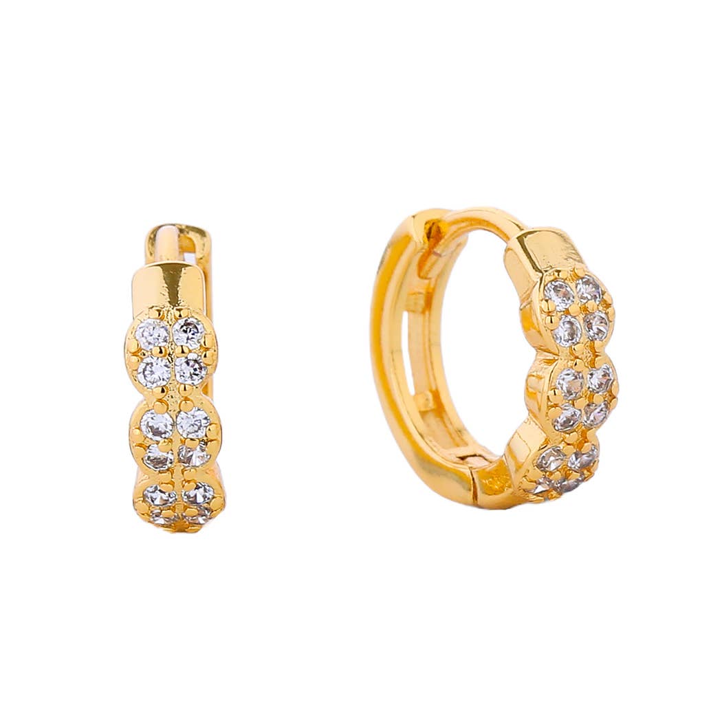 14K Gold-Dipped Cz Stylish Hoop Huggie Earring