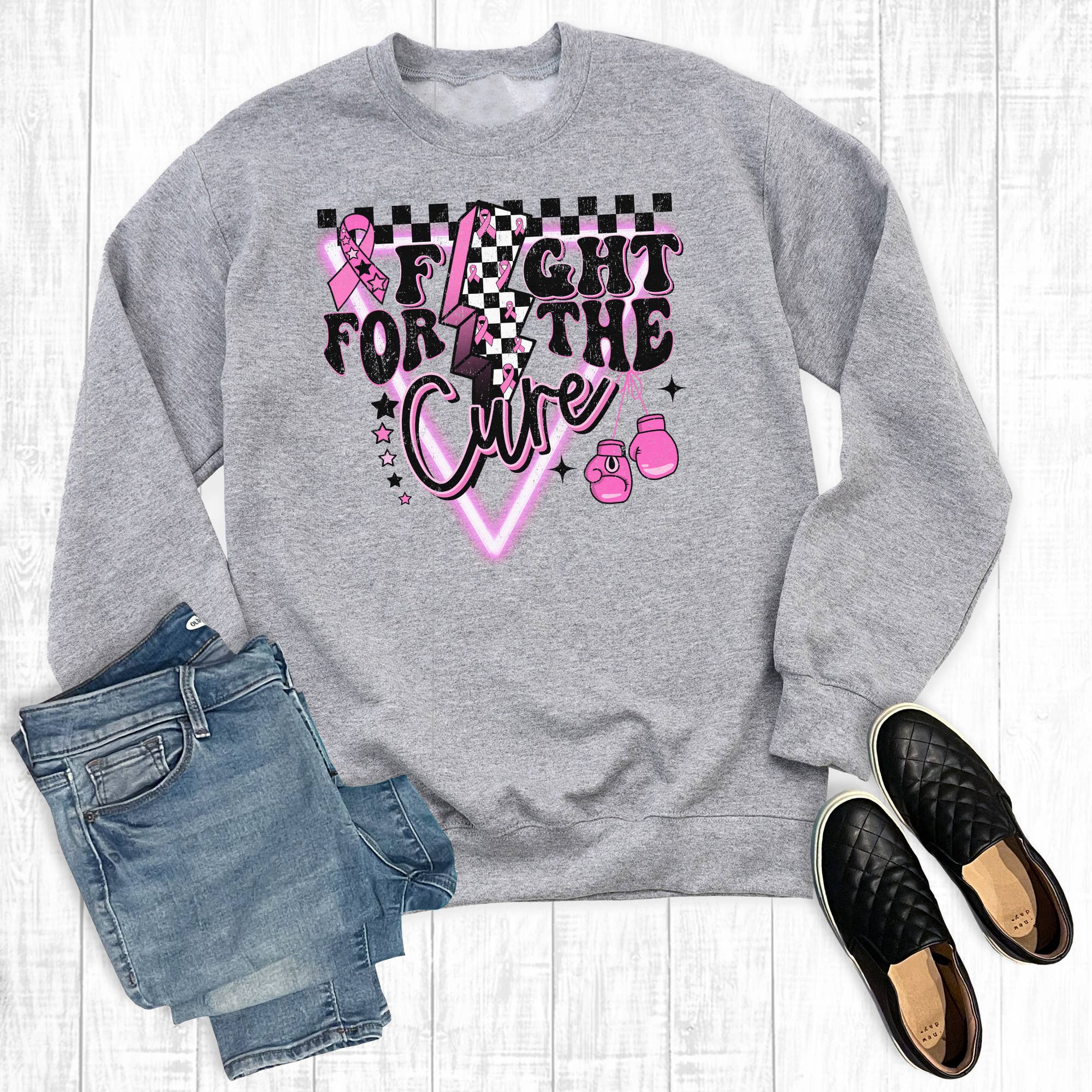 Breast Cancer Fight For the Cure Checkered Sweatshirt