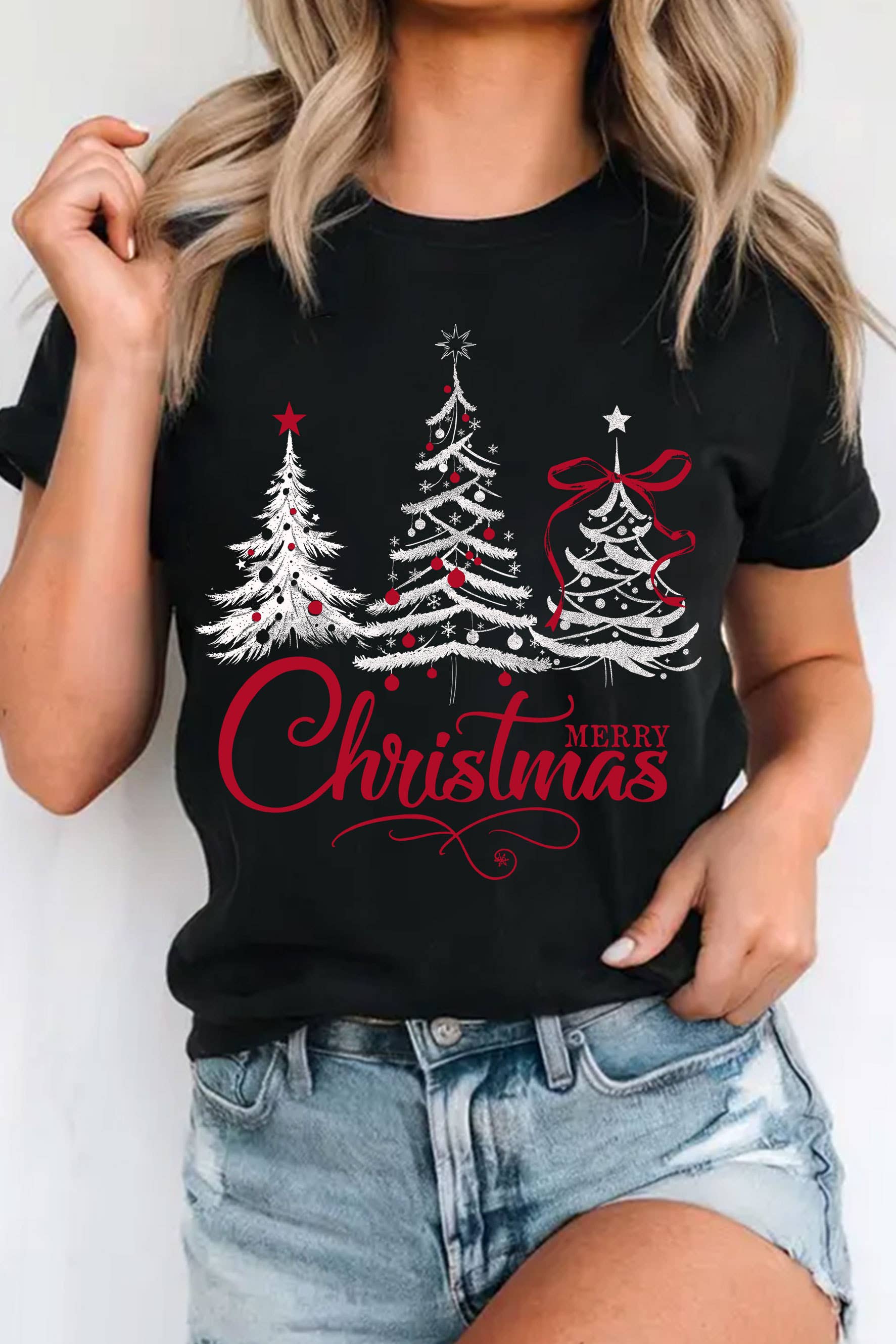 Merry Christmas Tree Light Graphic Tshirts