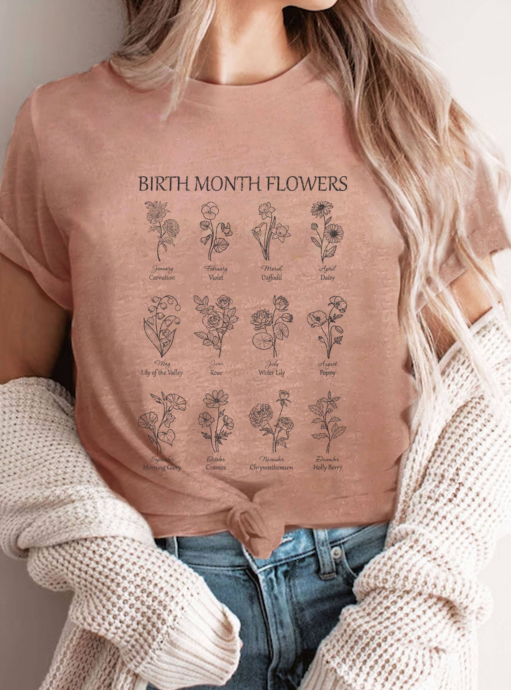 Birth Month Flowers Graphic Tshirts
