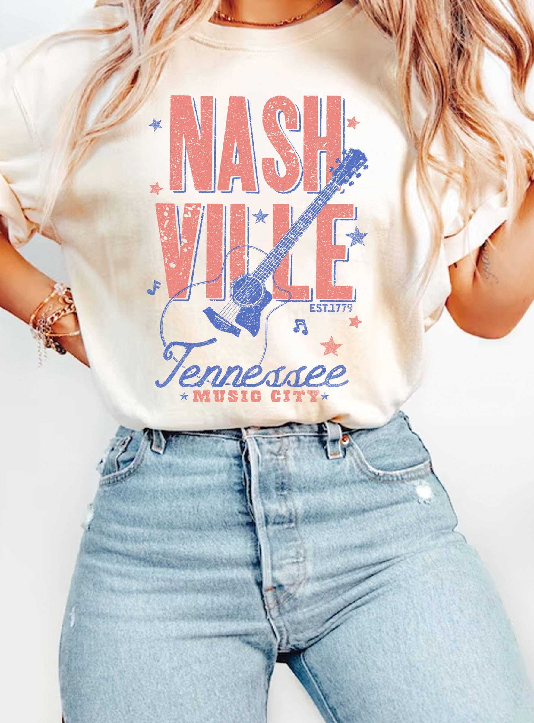 Nashville Guitar Music City Graphic Tshirts