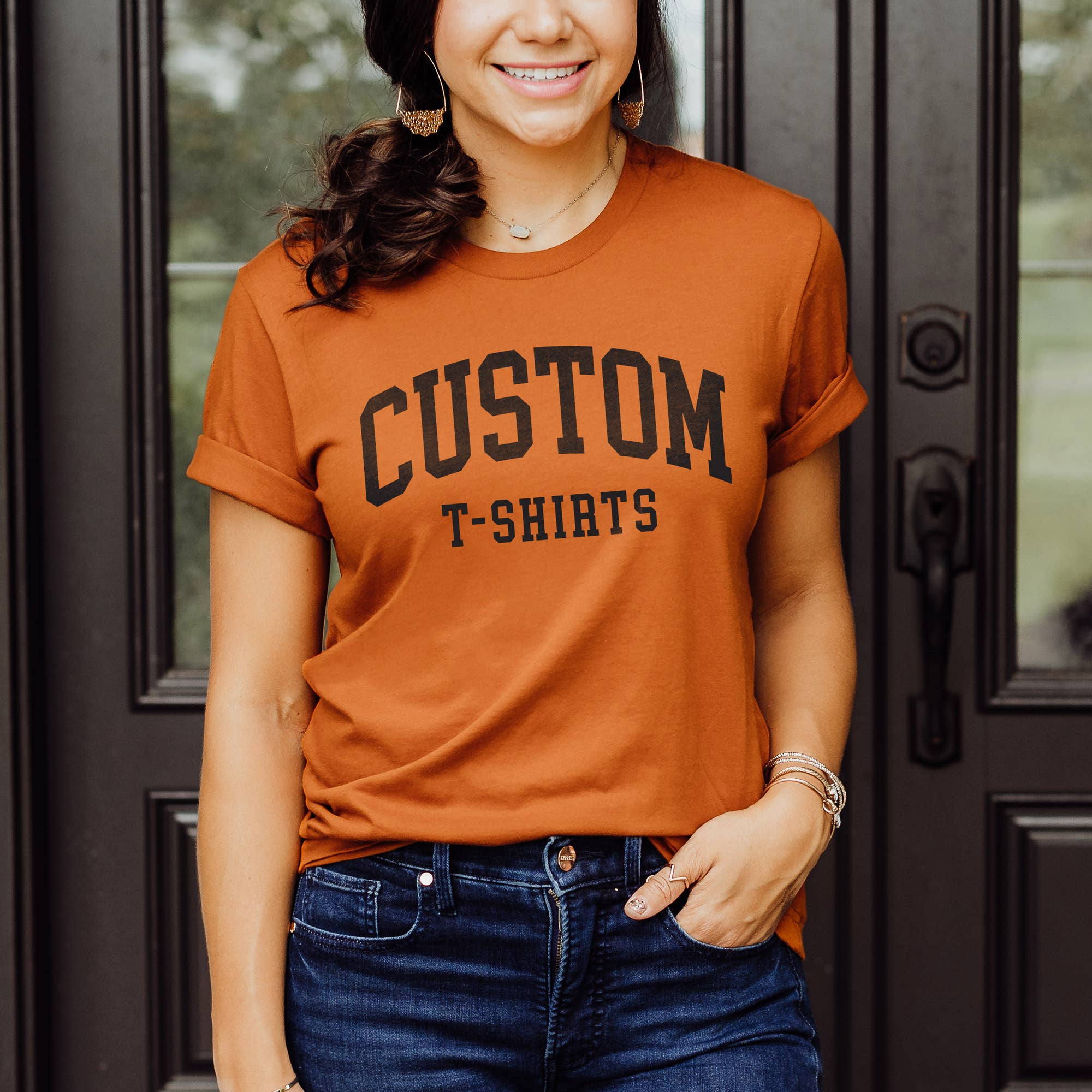 Custom Cotton Tees Fall Colors with Name Location or Logo