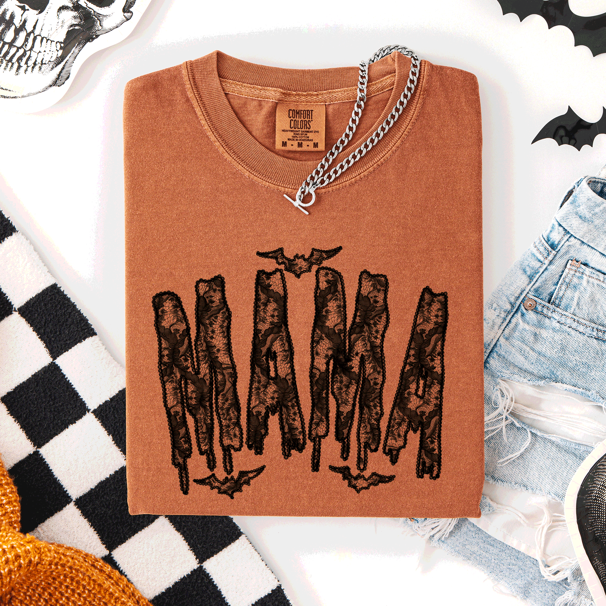 Mama, Faux Lace, Halloween, Coquette, Cute T-Shirt