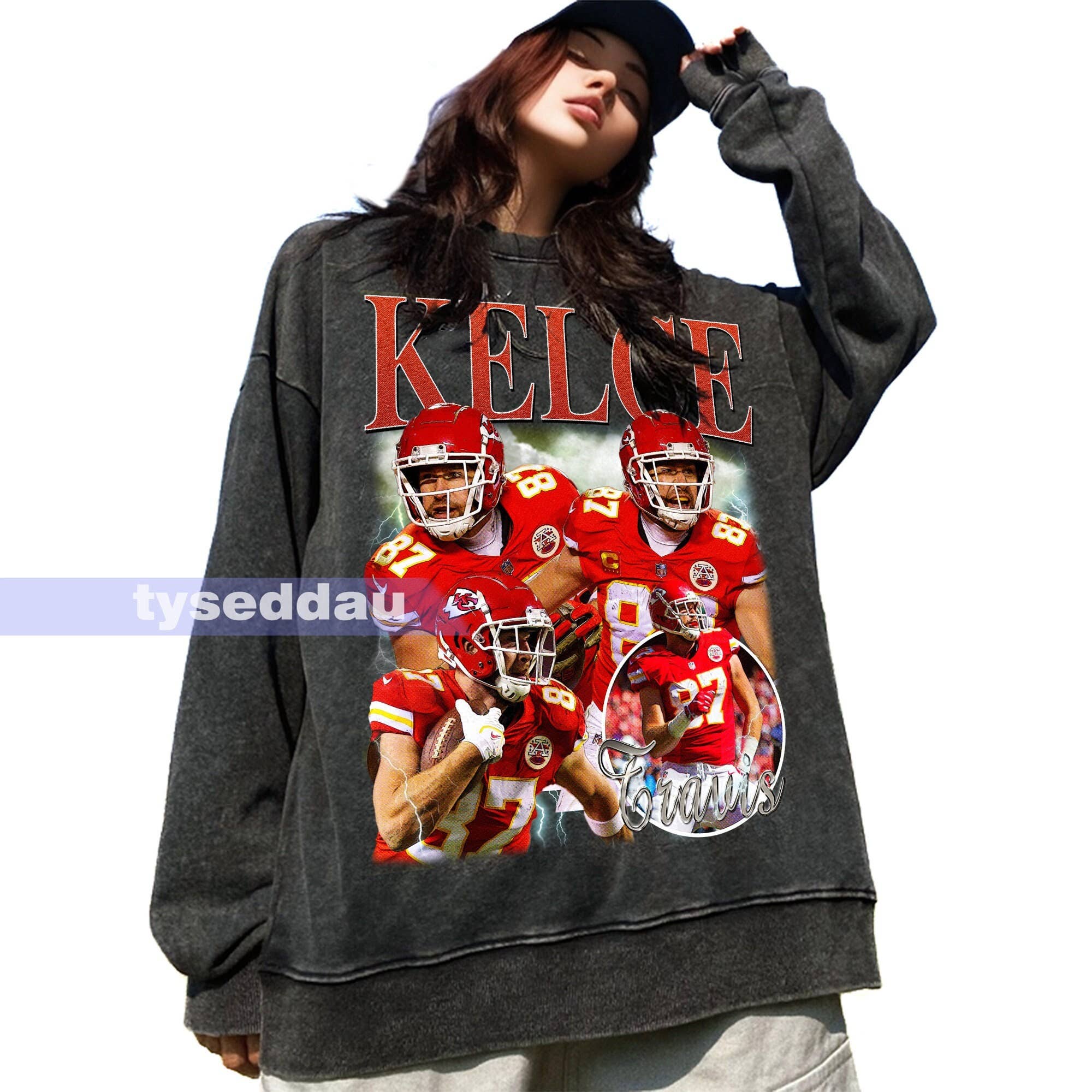 Travis Kelce Vintage Washed Tee - Tight End Graphic