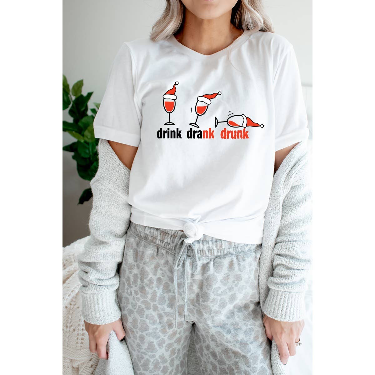 Drink Drank Drunk Christmas  Vintage Graphic Tee