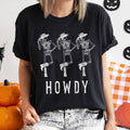 Howdy Skeletons Western Halloween T-Shirt White Print