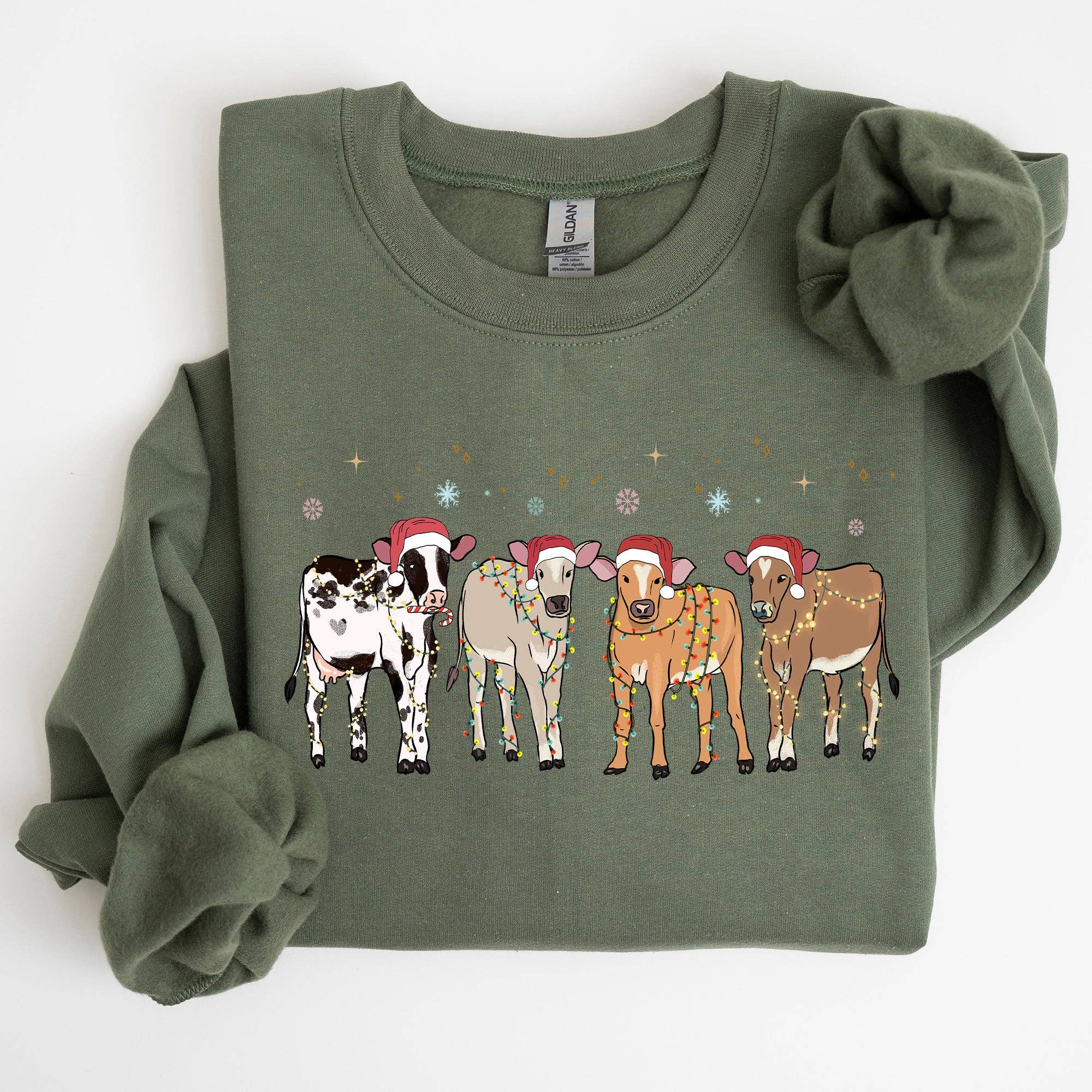 Christmas Calves, Holstein Cow Lovers Farm Life Sweatshirt
