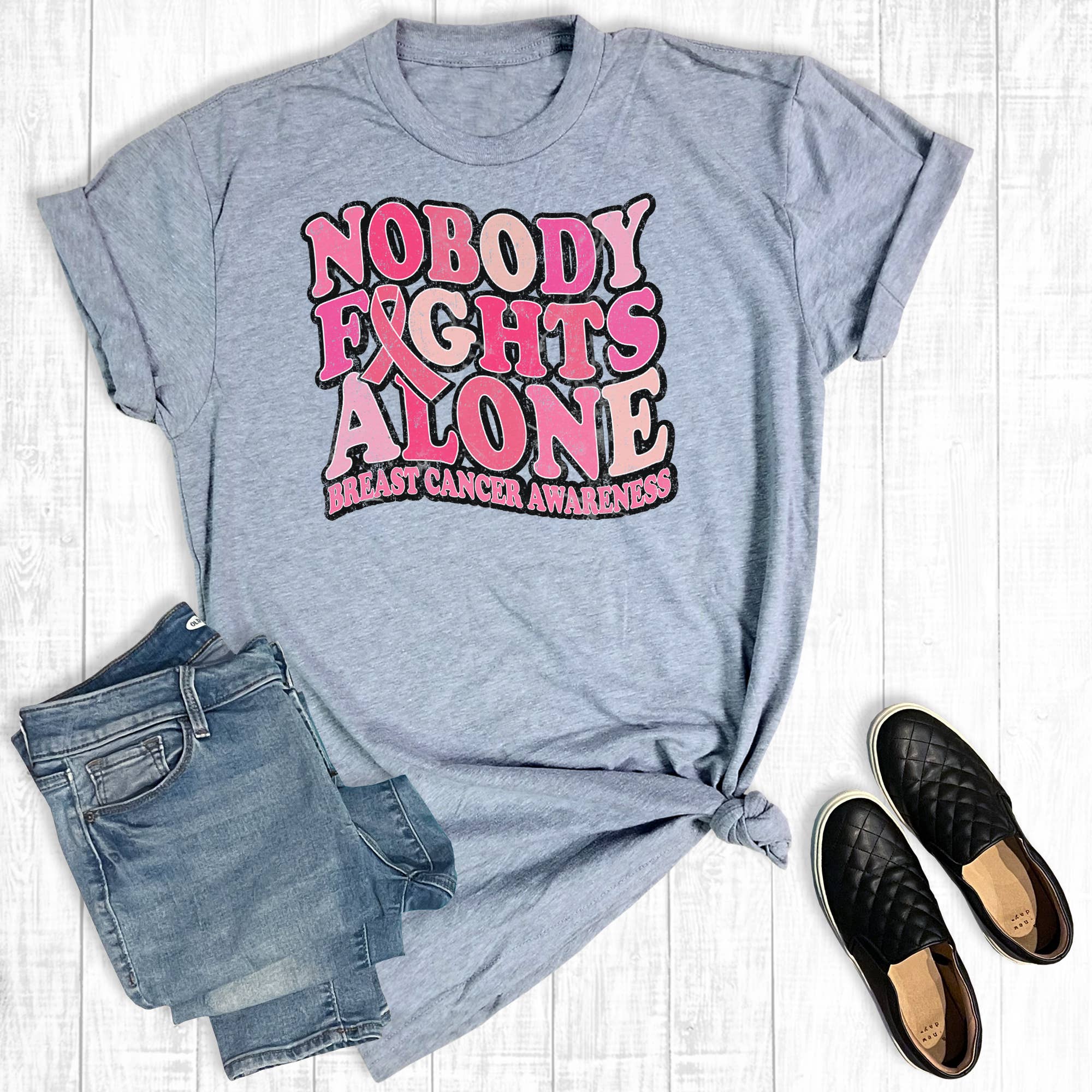 Breast Cancer Nobody Fights Alone Graphic Tee