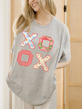 Xoxo Quilted Valentine's Day Gray Thrifted Graphic Tee
