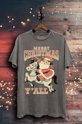 Merry Christmas Yall Santa Graphic Top