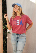 USA with Pattern Mineral Graphic Top