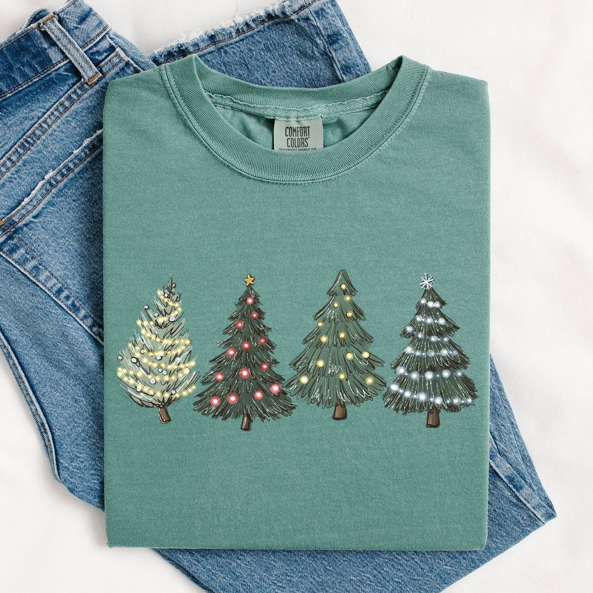 Christmas Trees, Winter, Snow, Santa Tshirt