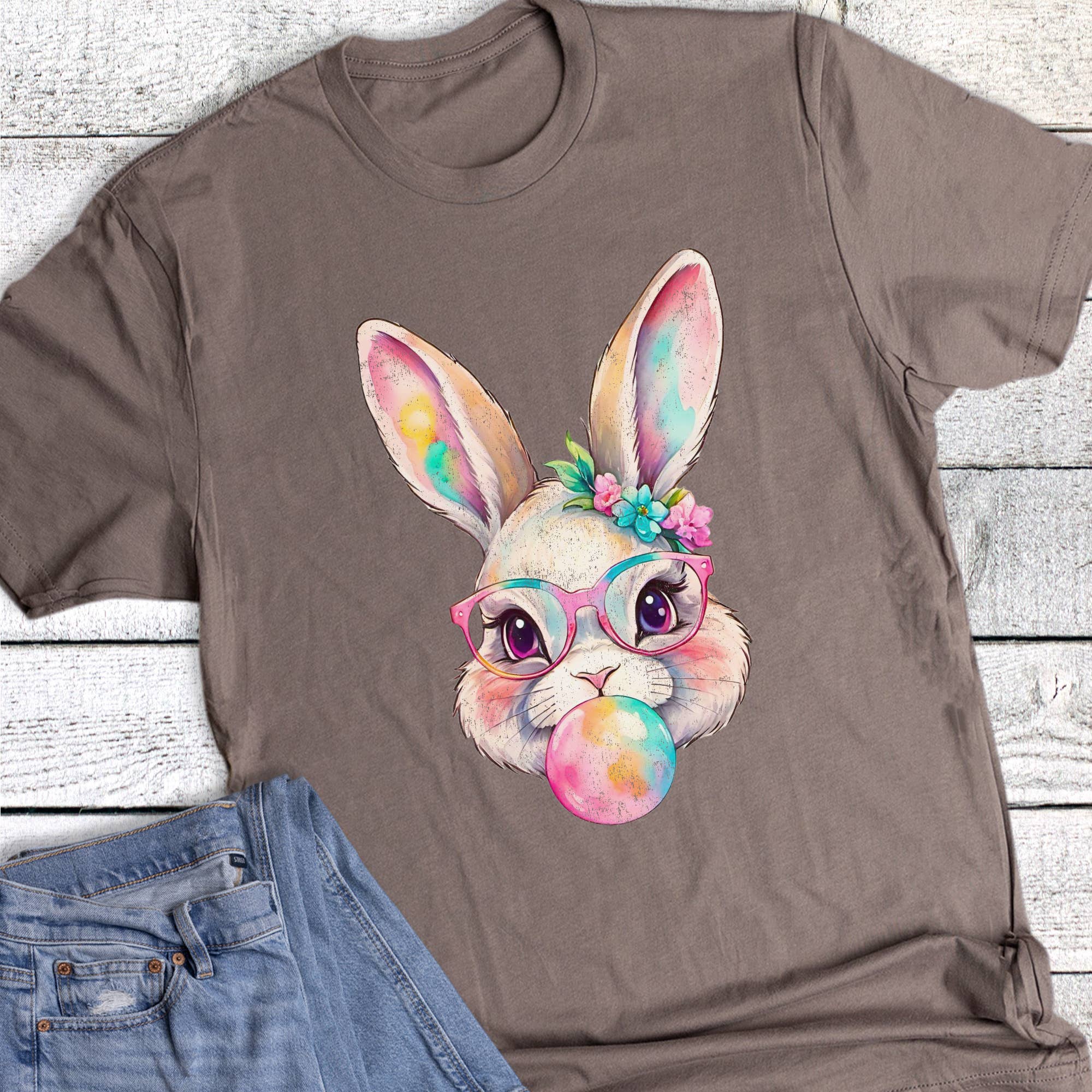 Easter Bubblegum Watercolor Bunny Graphic Tee