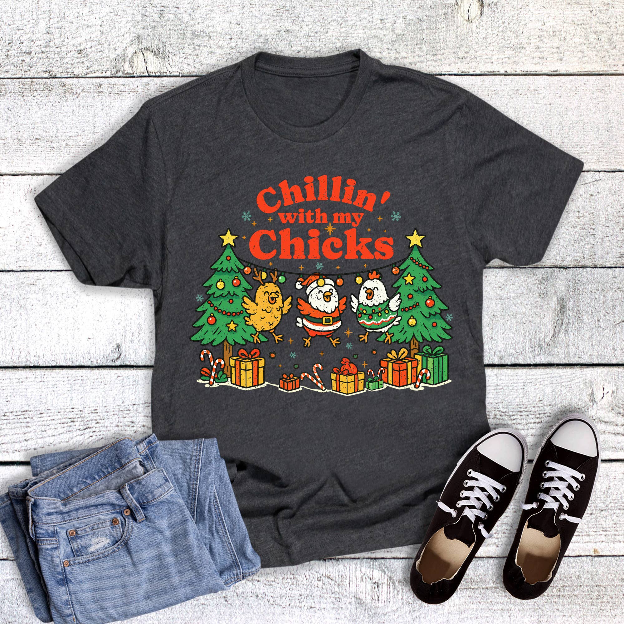 Christmas Chickens Chillin' with My Chicks Graphic Tee