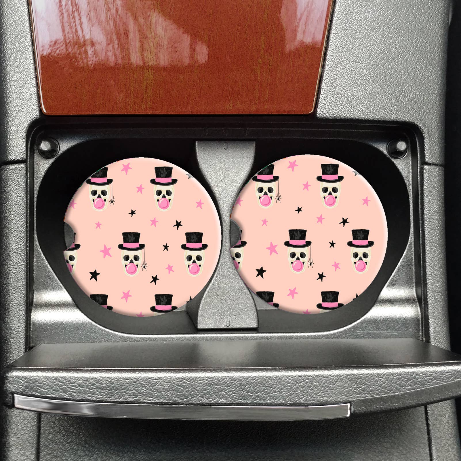 Skeleton Bubblegum Car Coasters, Halloween Car Coasters