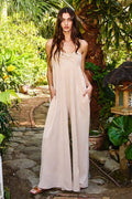 R5242-1 Wide Leg Tube Solid Jersey Jumpsuits