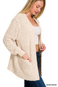 Popcorn Sweater Cardigan with Pockets
