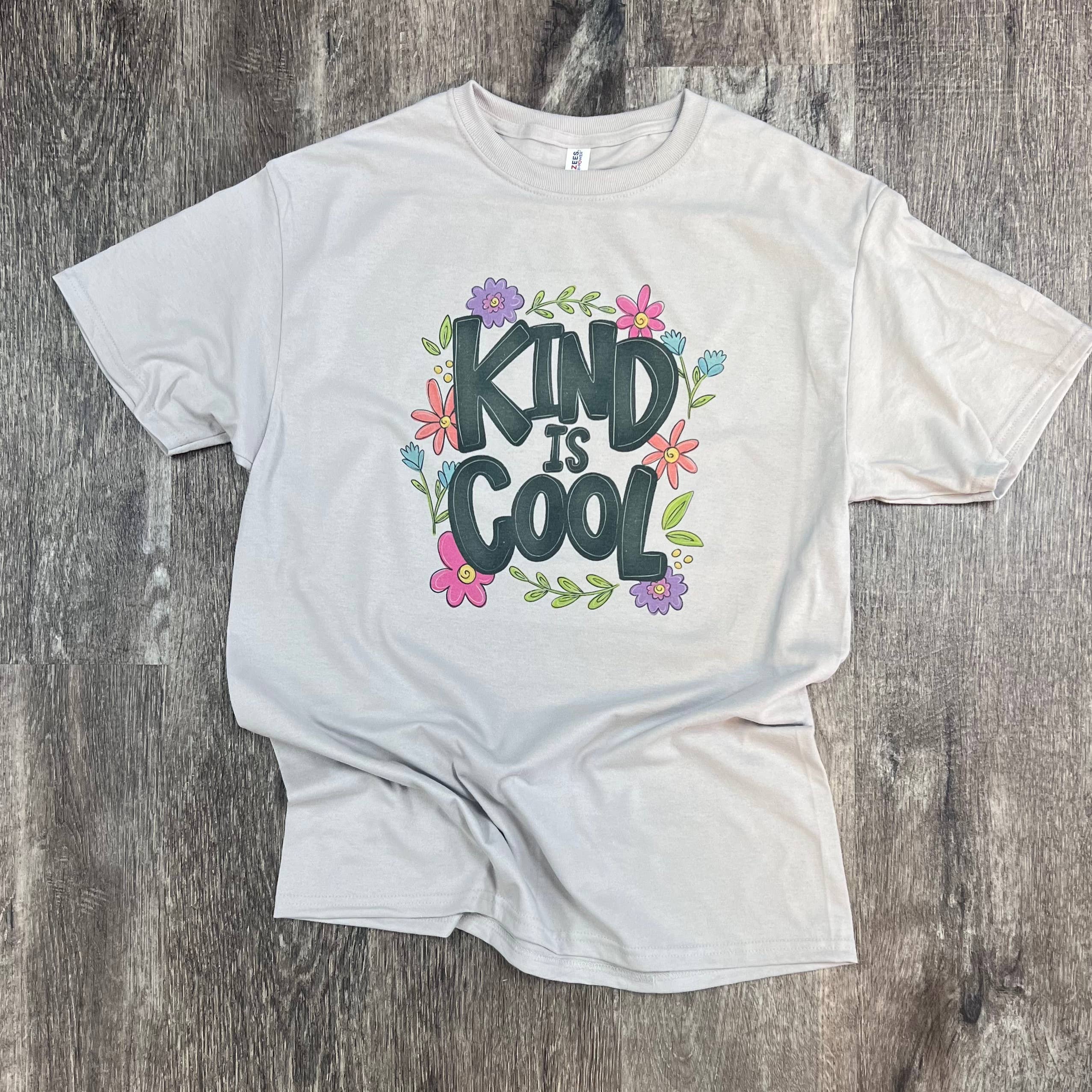 Kind Is Cool Floral On Silver Tee