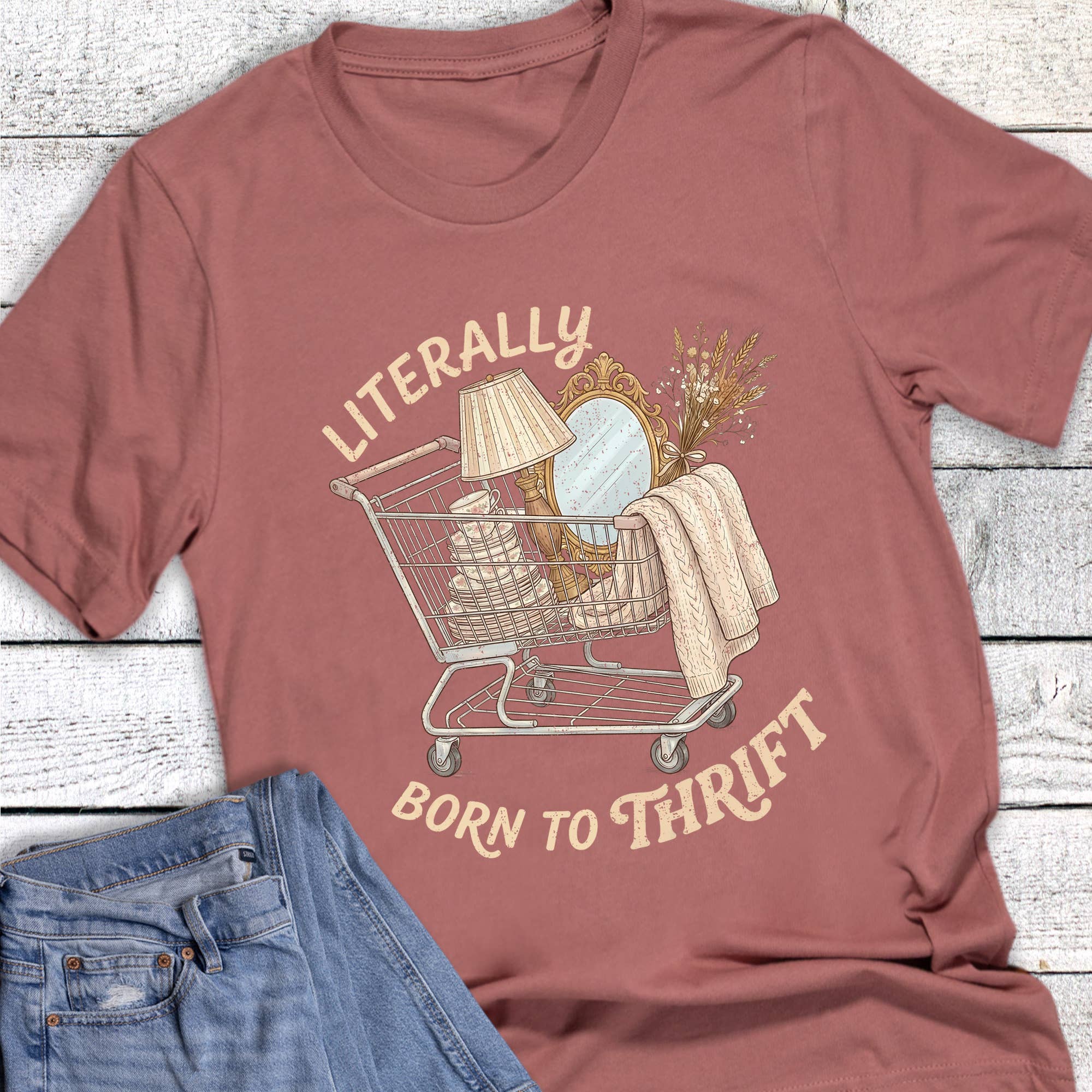 Vintage Literally Born To Thrift Graphic Tee