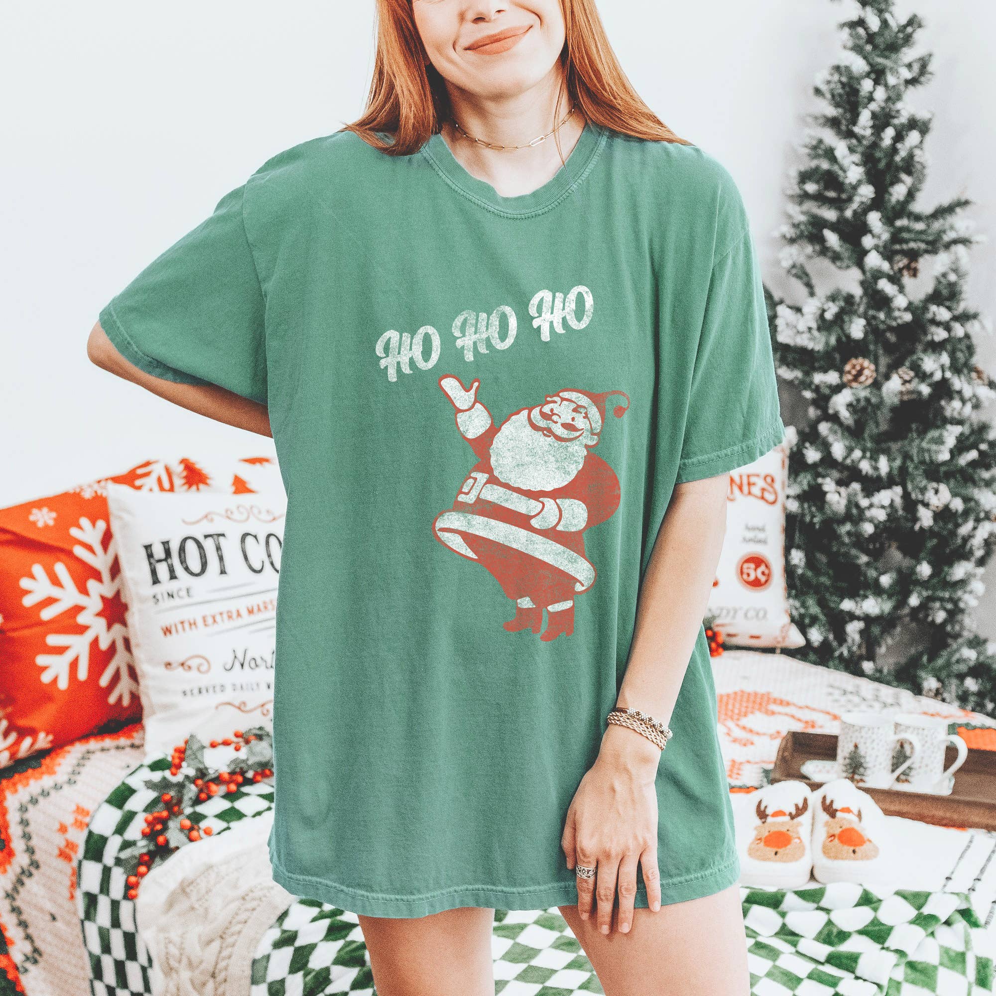Retro Santa Ho Ho Ho Comfort Colors Christmas T-Shirt