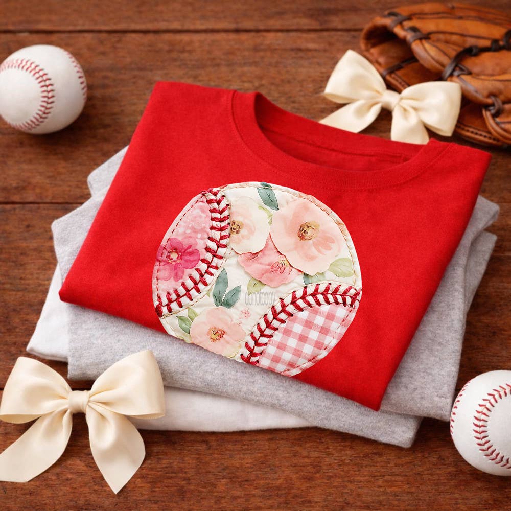 Faux Patchwork Floral Baseball Tee