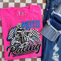 Moto Racing Blue Pigment Dyed Tee