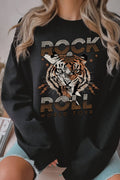 Rock and Roll World Tour Tiger Graphic Brushed Sweatshirts