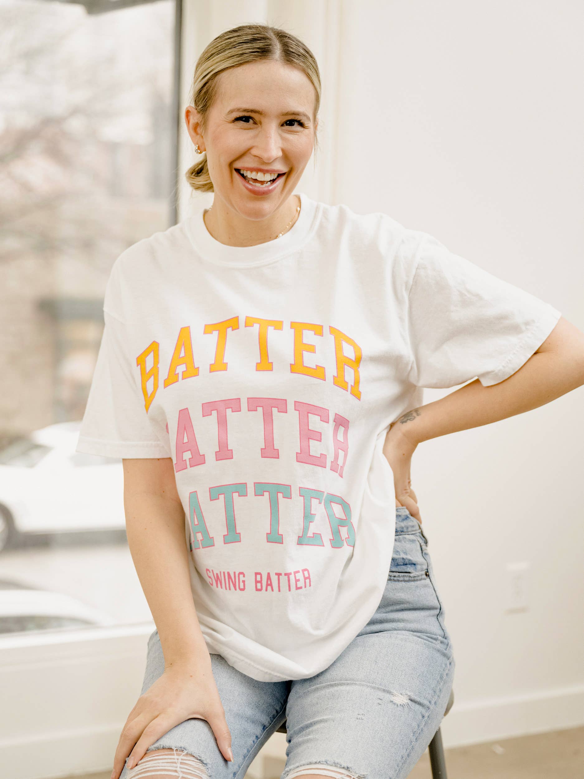 Batter Batter Swing Baseball White Comfort Colors Tee