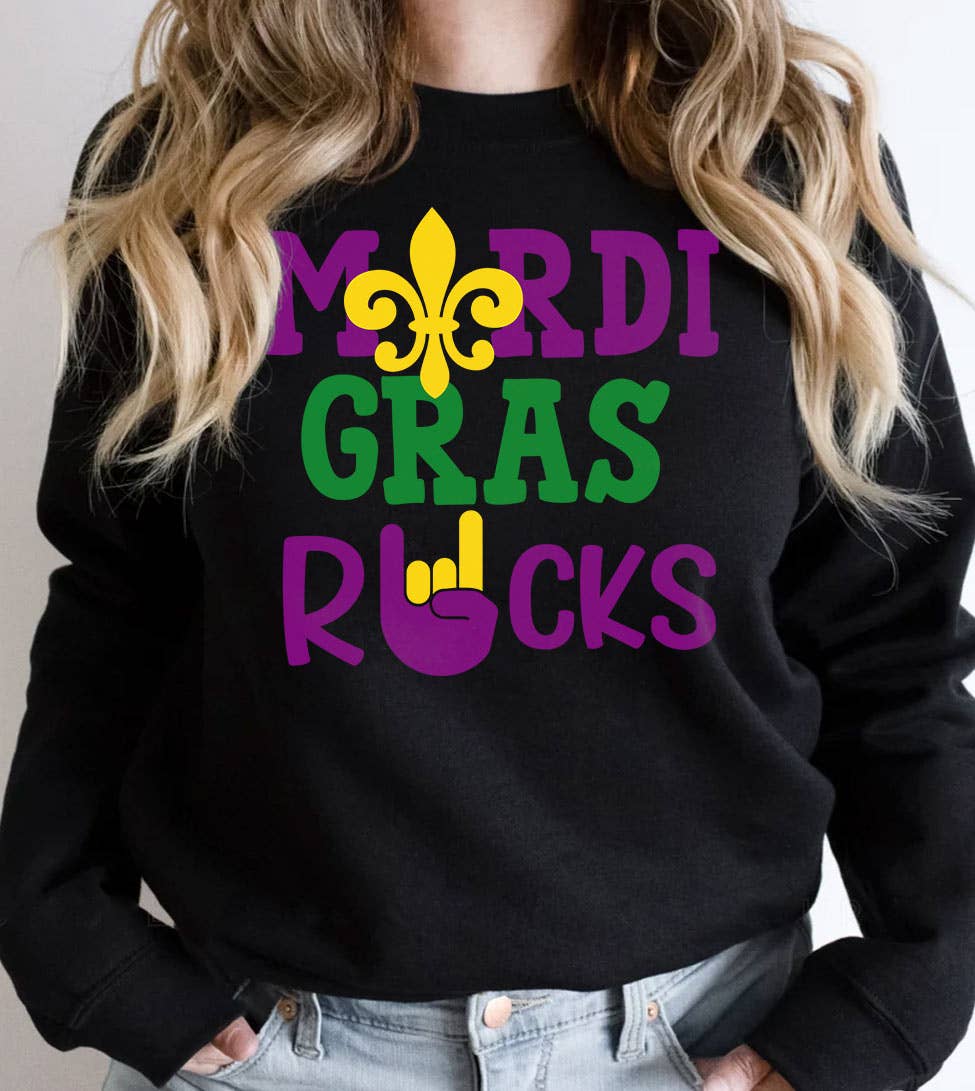 Mardi Gras Rocks - Party Cute Fun Nola Sweatshirt