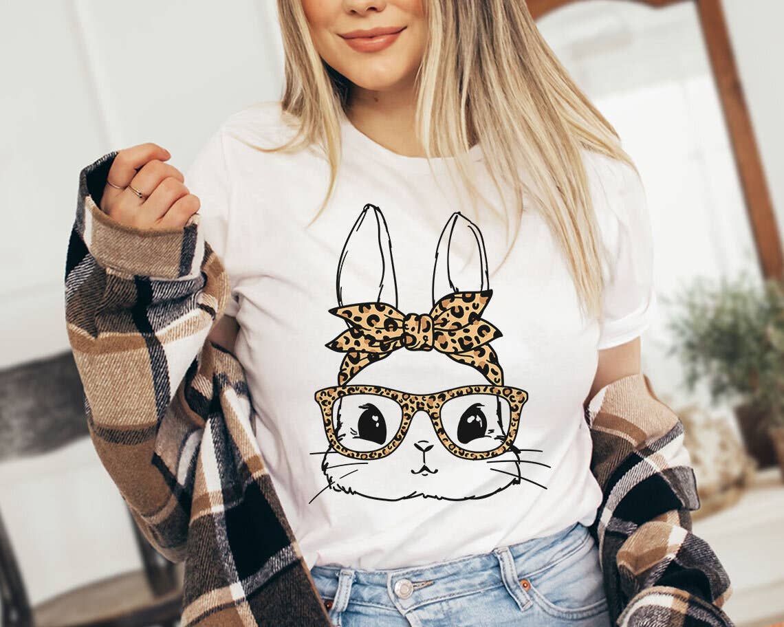 Easter Bunny Leopard Glasses - Cute Easter Shirt