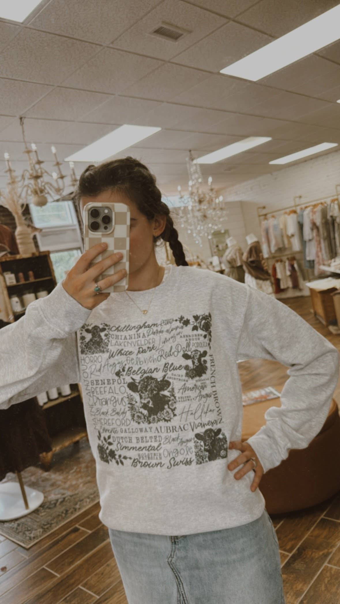Cow Subway Art Crew Neck Sweatshirt | Cattle Sweatshirt