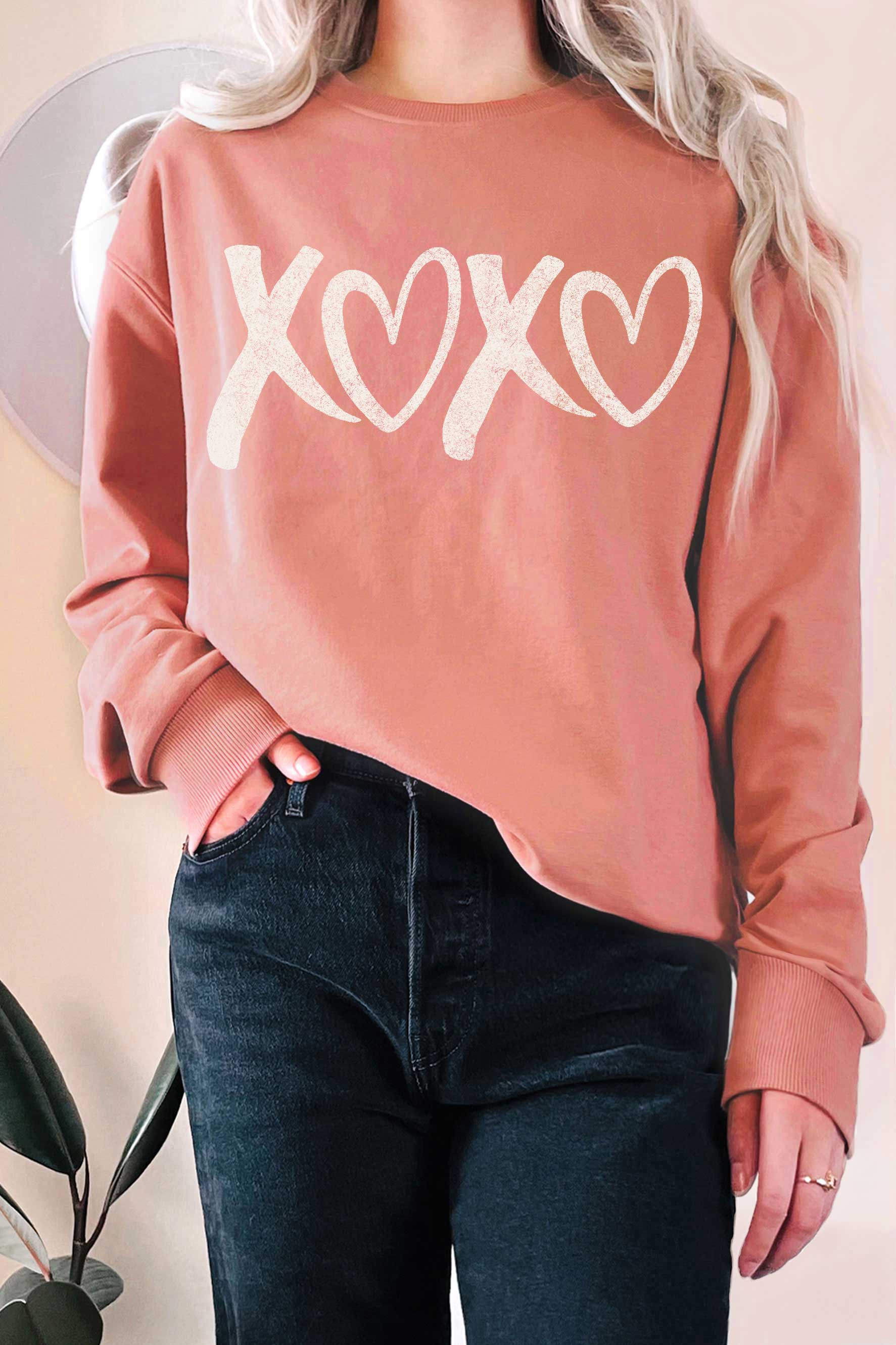 Xoxo Heart Puff  Graphic Terry Sweatshirts