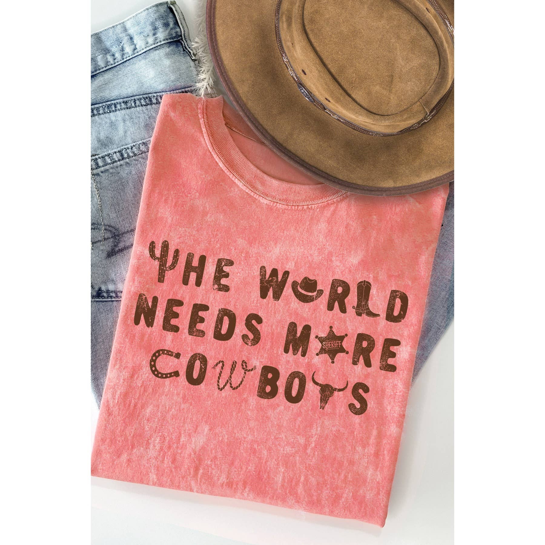 The World Needs More Cowboys Mineral Washed T Shirt
