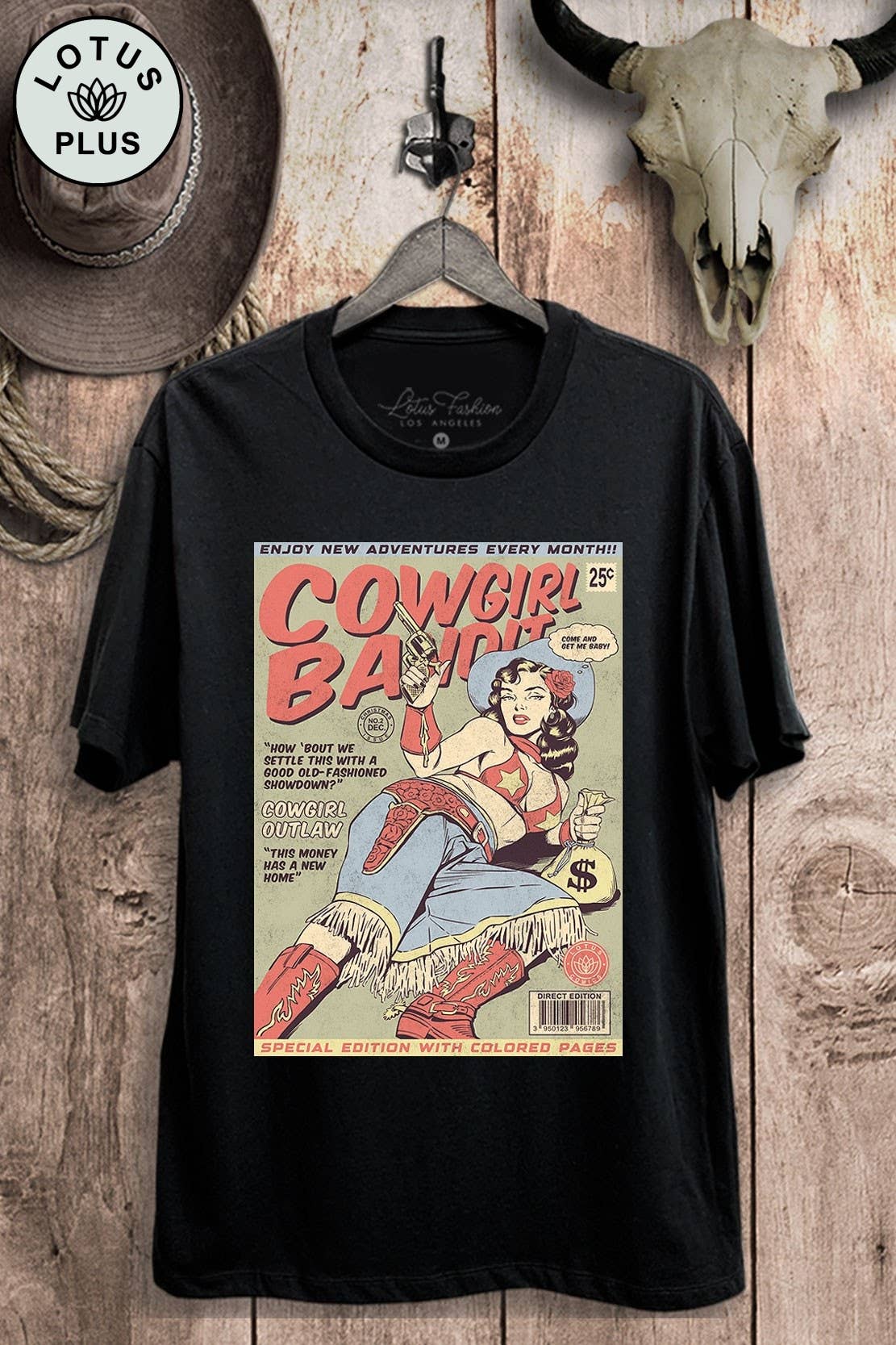 Cowgirl Bandit Western Retro Comic Graphic Top