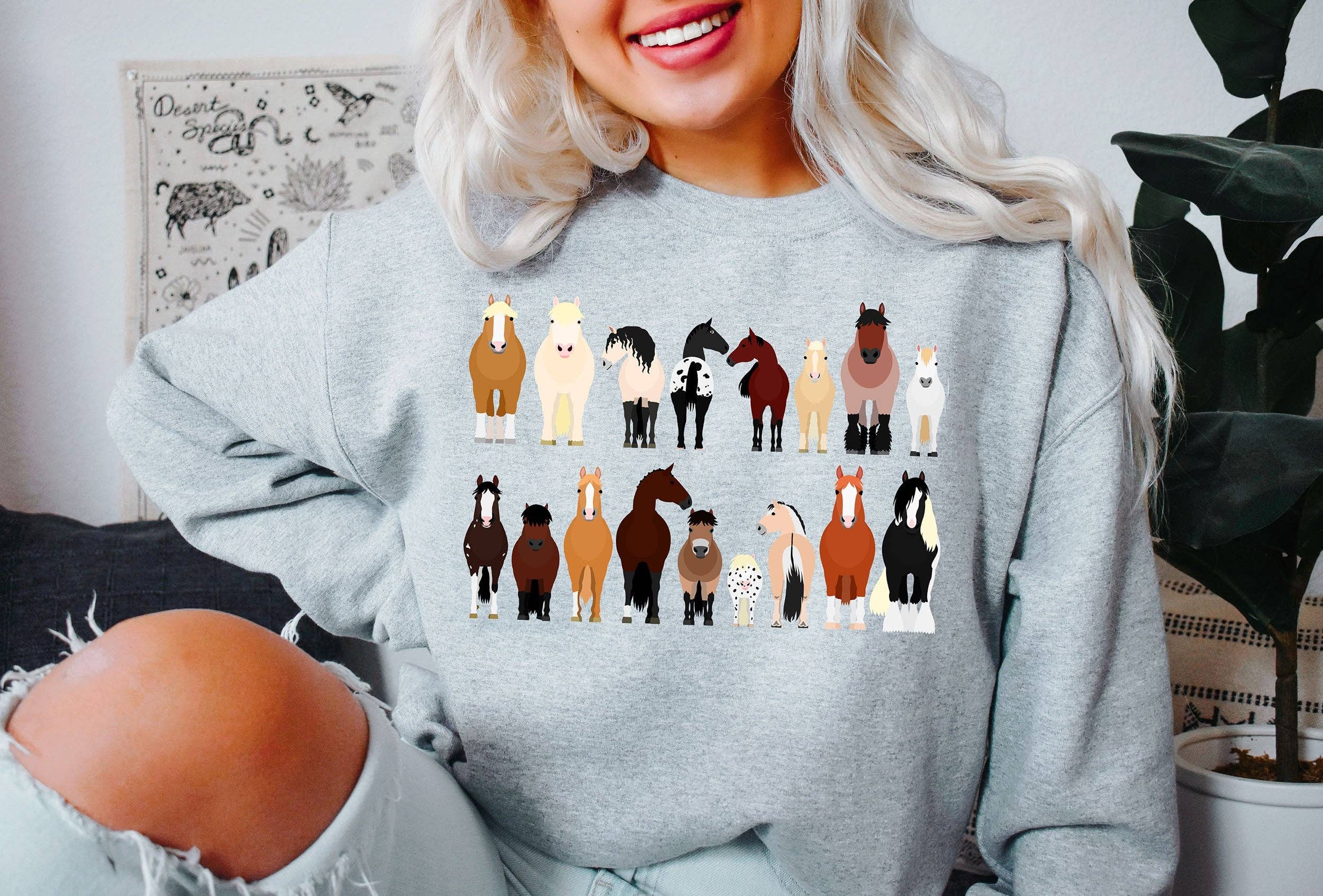 Horse Breeds Farm Animal Lover Sweatshirt
