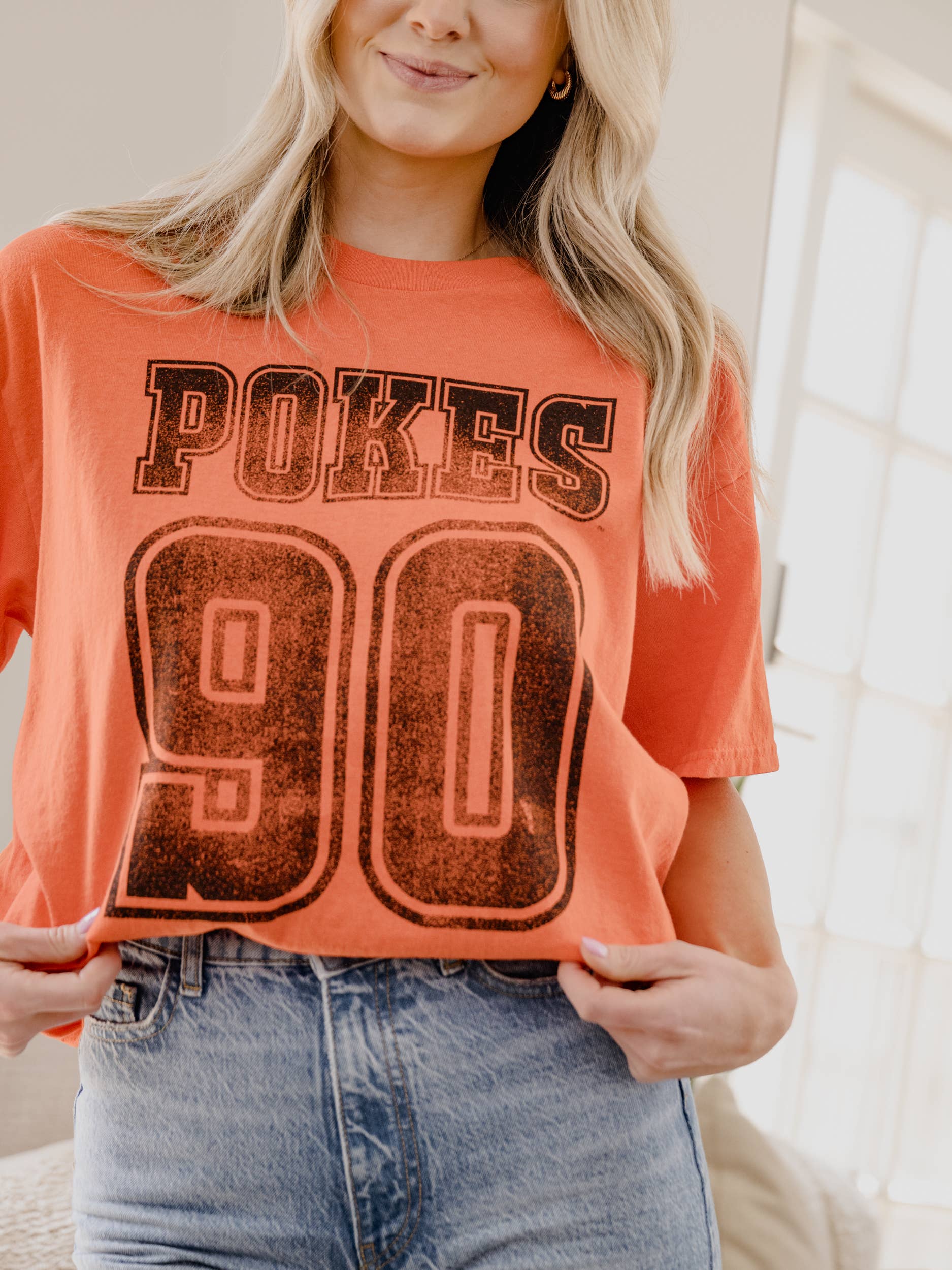 Oklahoma State Cowboys Player Orange Thrifted Tee