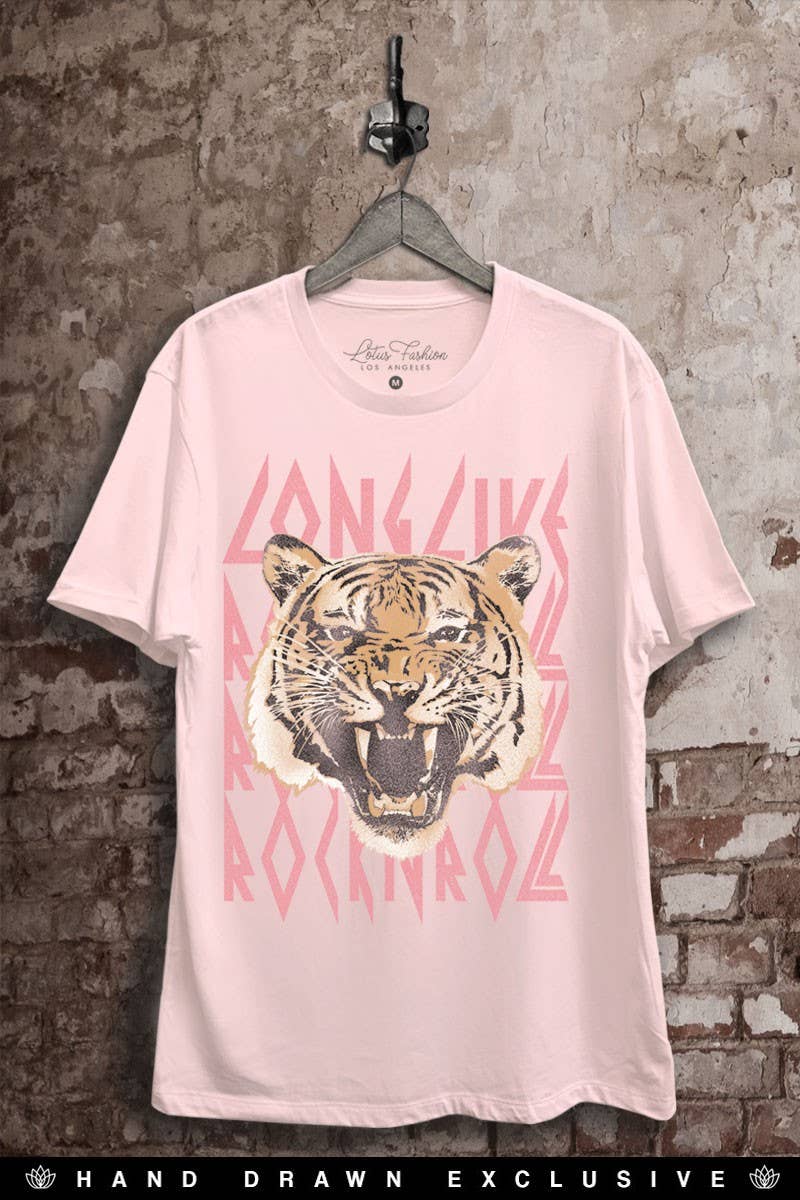 Long Live Rock and Roll Tiger Face Graphic Top