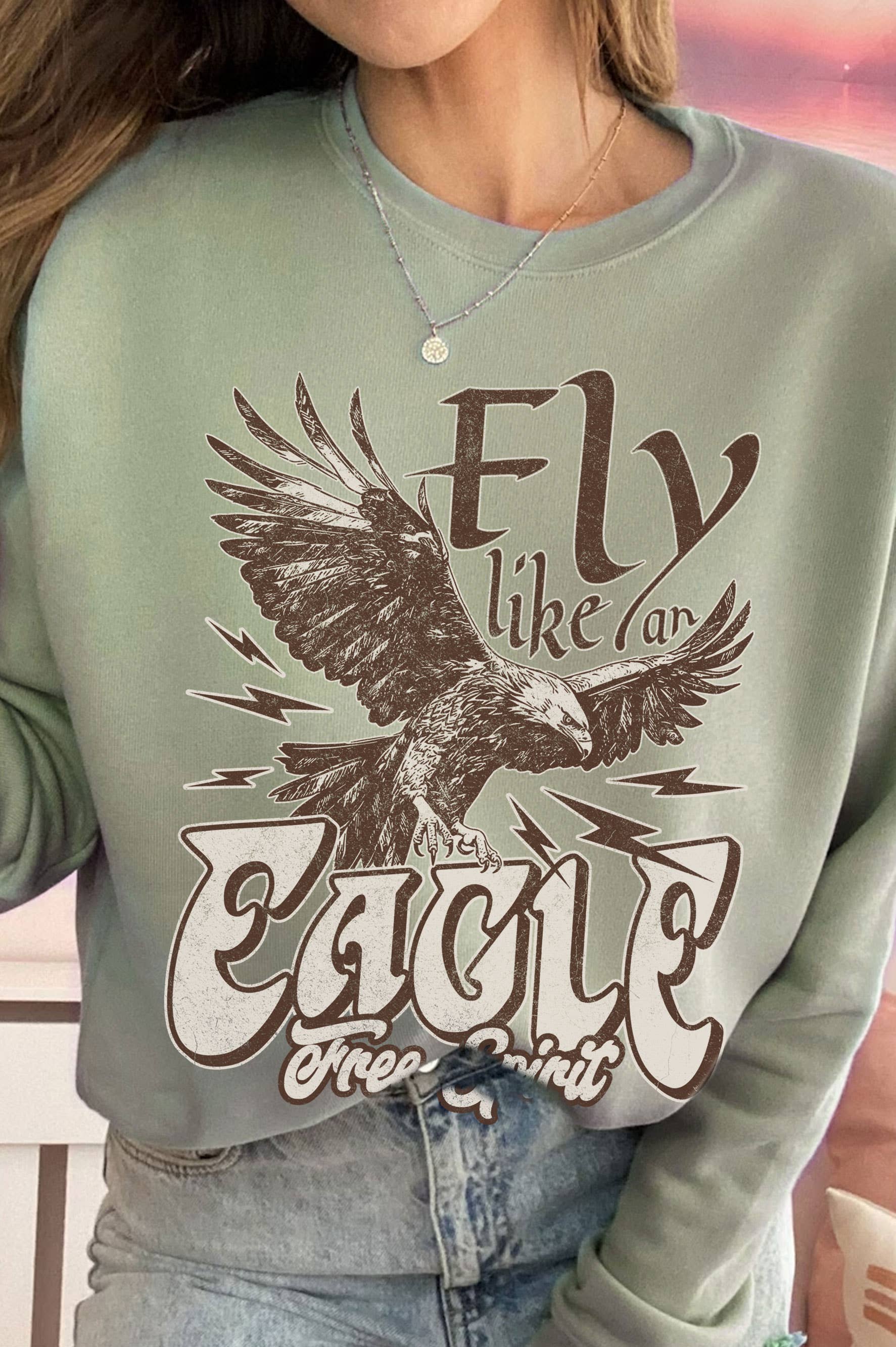 Fly Like An Eagle Graphic Brushed Sweatshirts