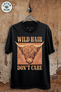 Wild Hair Dont Care Highland Cow Graphic Top