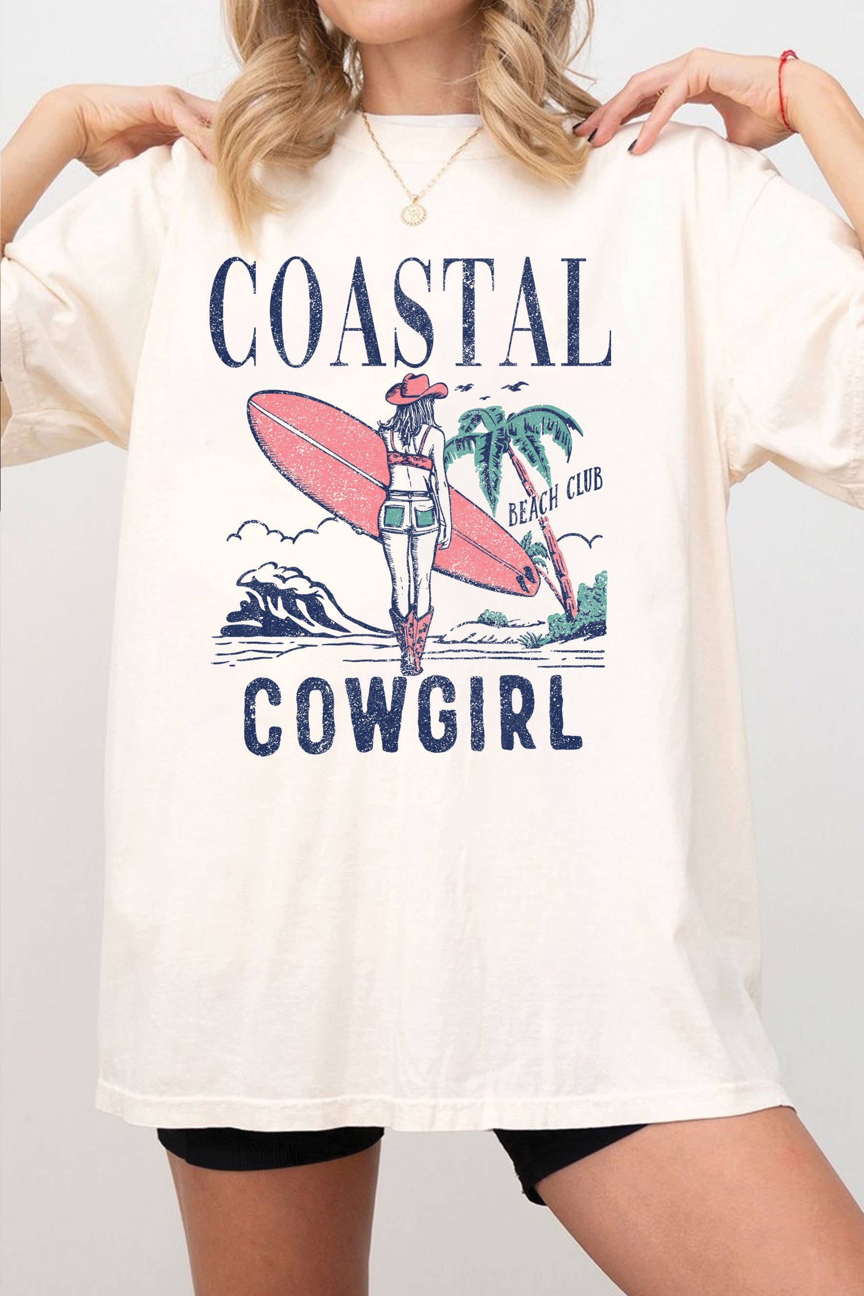 Coastal Cowgirl Beach Club Oversize Graphic Tshirts