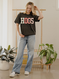 Arkansas Hogs Quilted Puff Ink Pepper Comfort Colors Tee