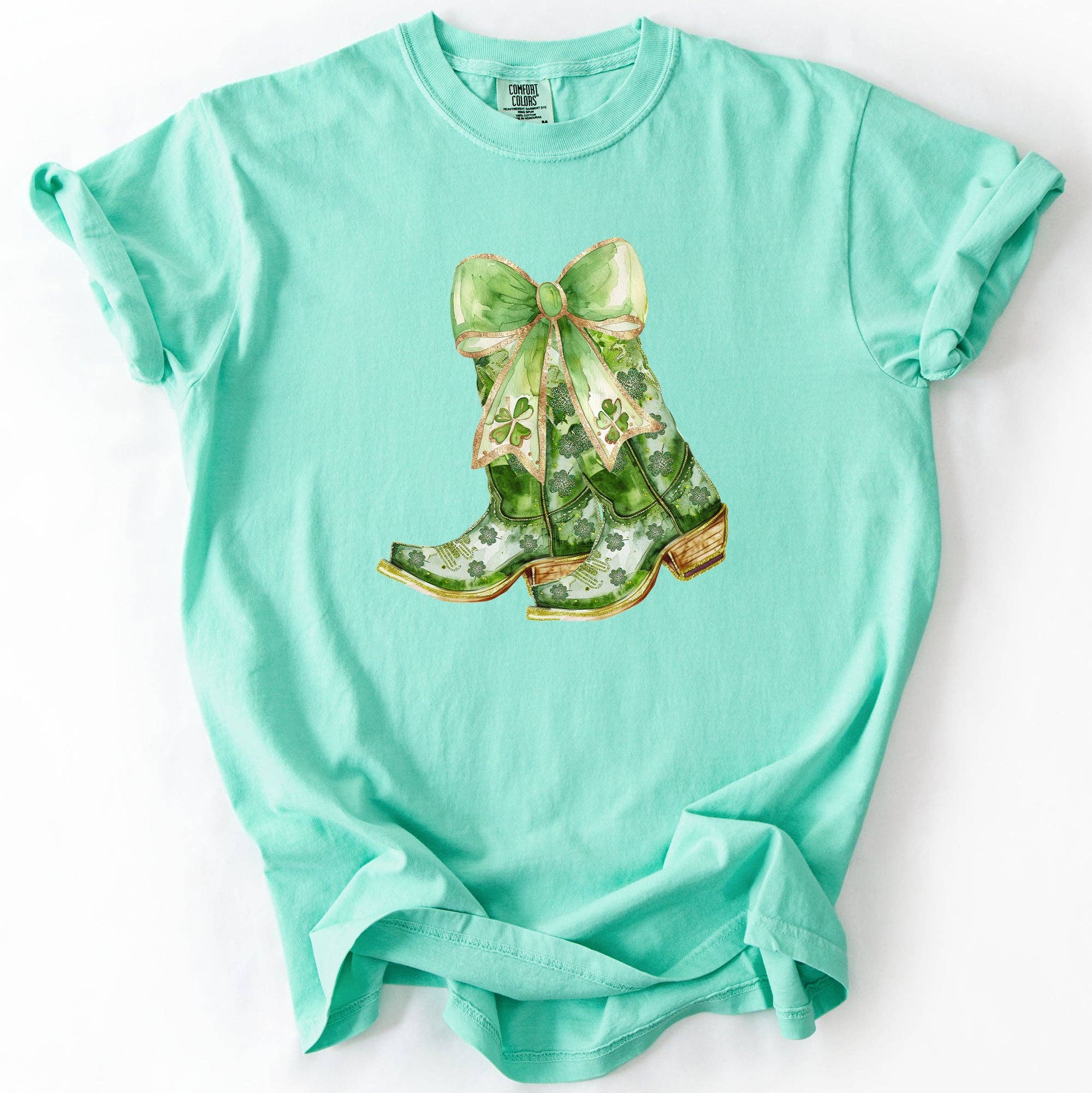 St Patrick's Day Cowboy Boots, Howdy, Shamrock Lucky T-Shirt