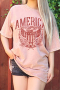 America Eagle USA Flag Oversize Mineral Graphic Tshirt