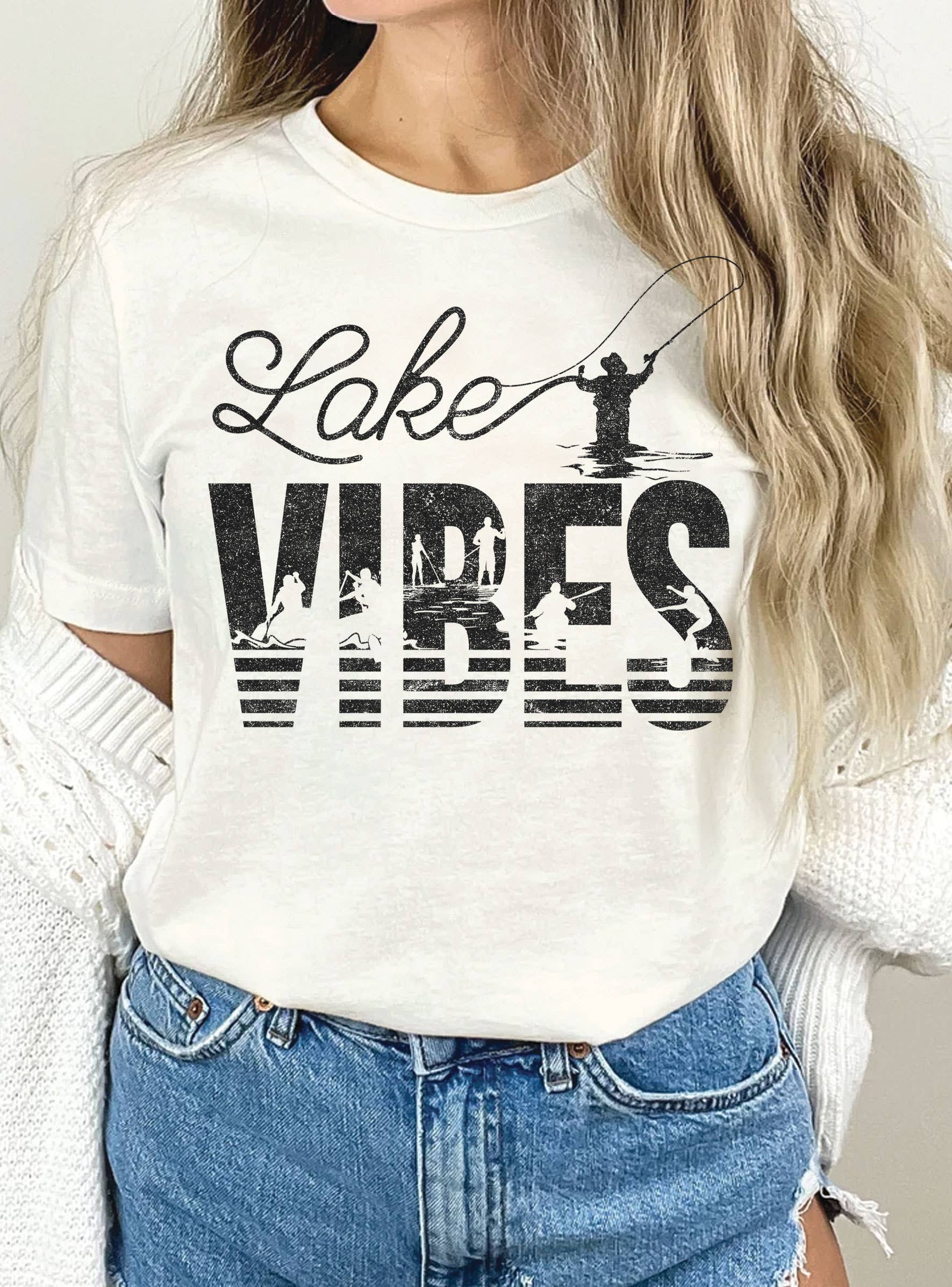 Lake Vibes Fishing Graphic Tshirts