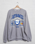 Ku Kansas Jayhawks Prep Patch Gray Thrifted Sweatshirt