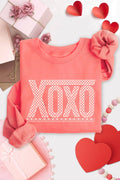 Xoxo Checkered Heart Graphic Brushed Sweatshirt