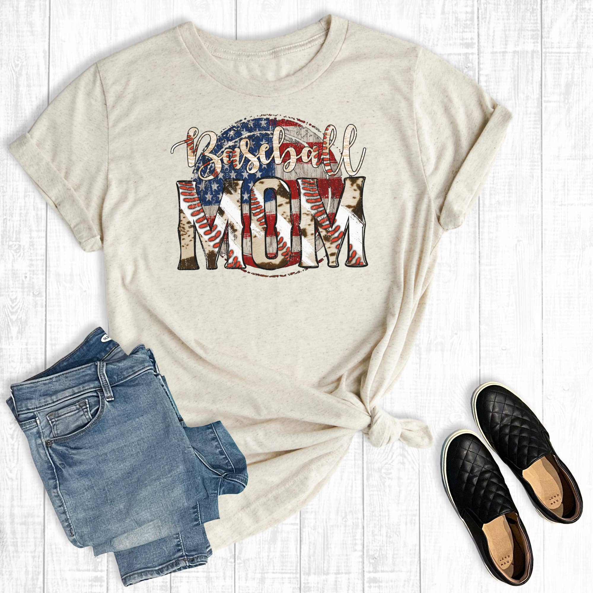 American Circle Baseball Mom Graphic Tee